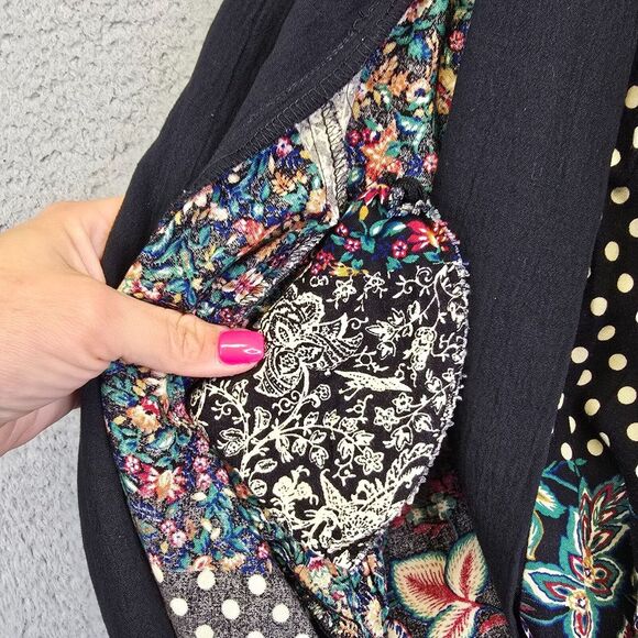 Vintage Cabrais Collection Jacket Womens M Patchwork Floral Artsy Boho 80s Retro - Picture 15 of 15